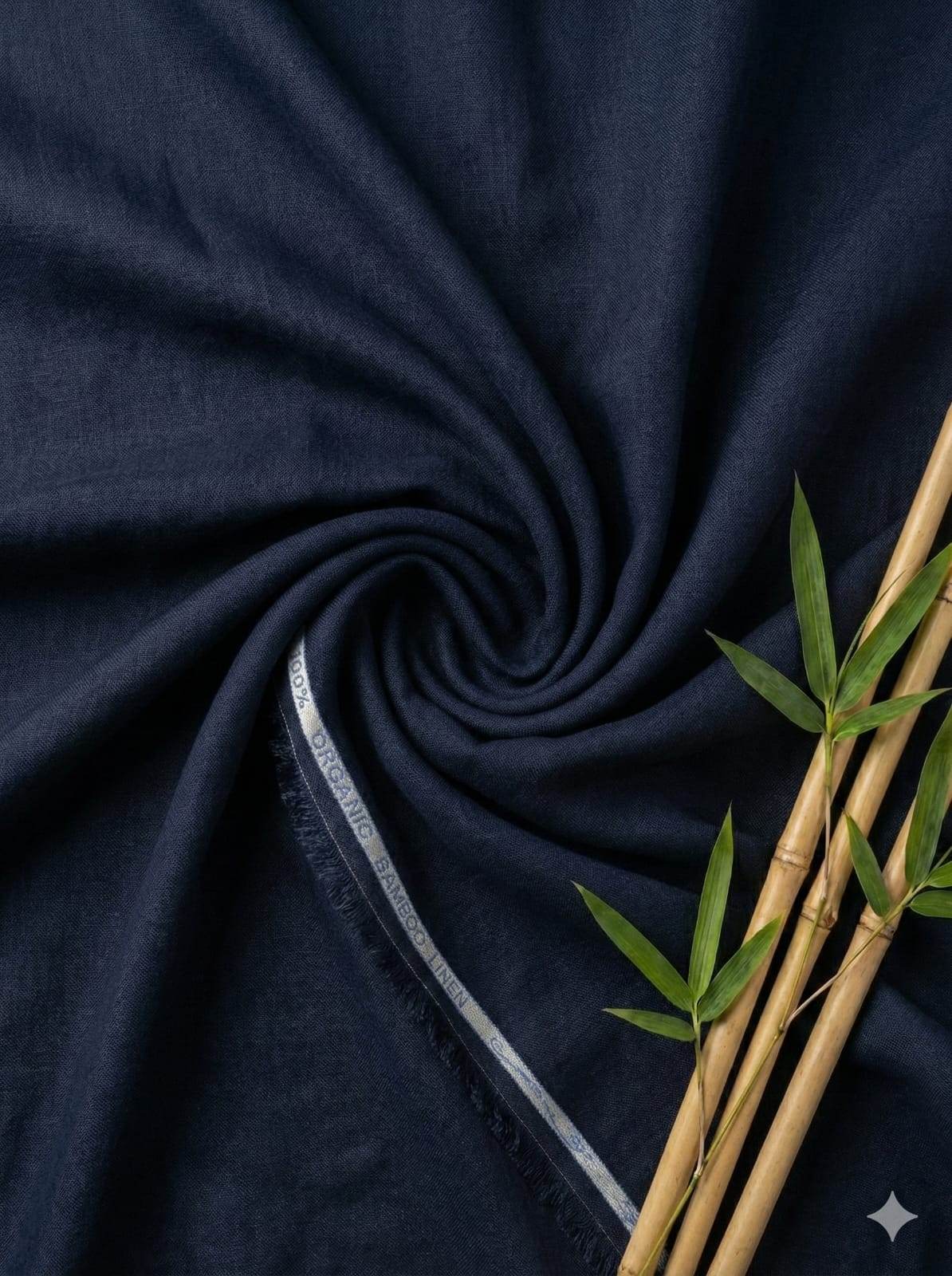 Oxford Blue 100% Organic Bamboo Cotton Linen Fabric
