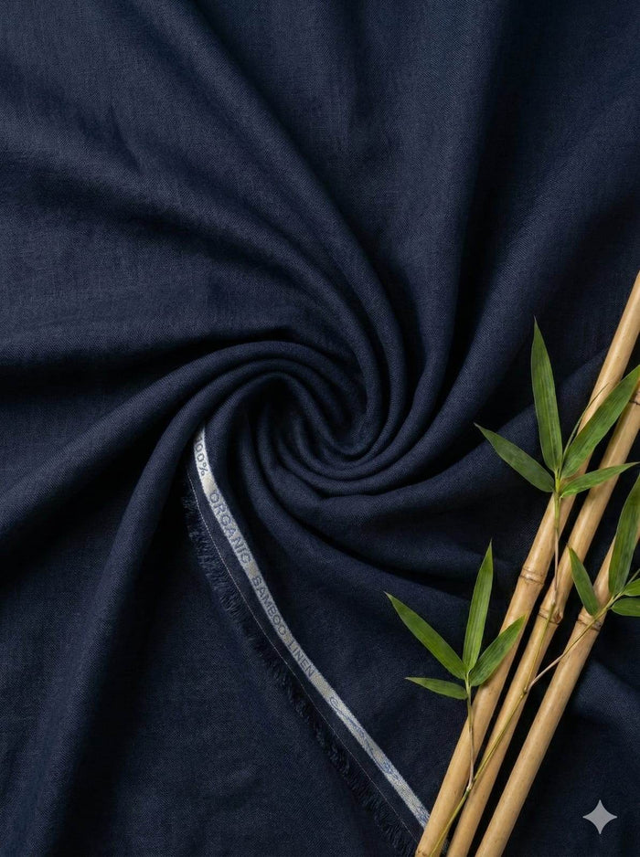 Oxford Blue 100% Organic Bamboo Cotton Linen Fabric
