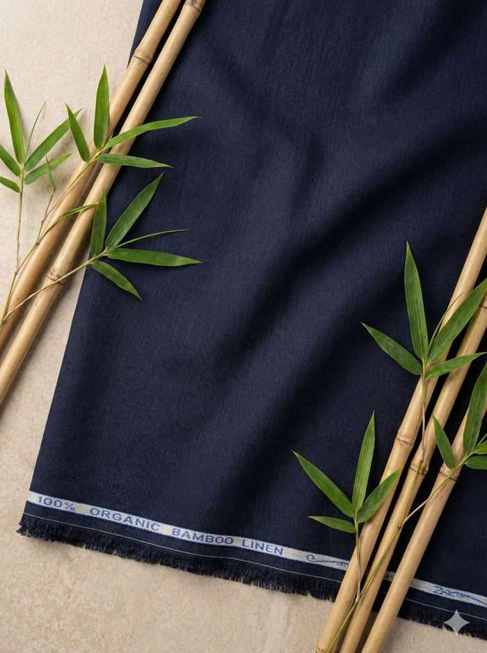Oxford Blue 100% Organic Bamboo Cotton Linen Fabric