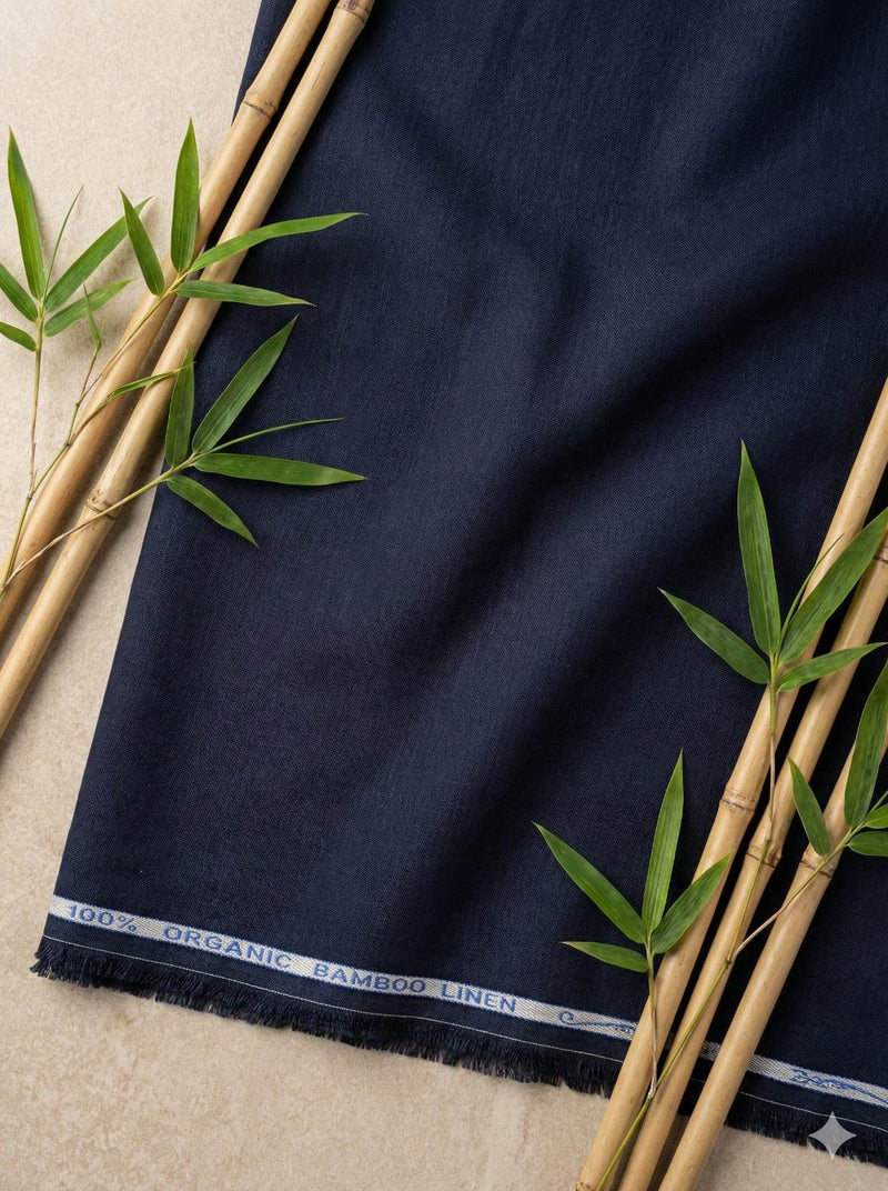 Oxford Blue 100% Organic Bamboo Cotton Linen Fabric