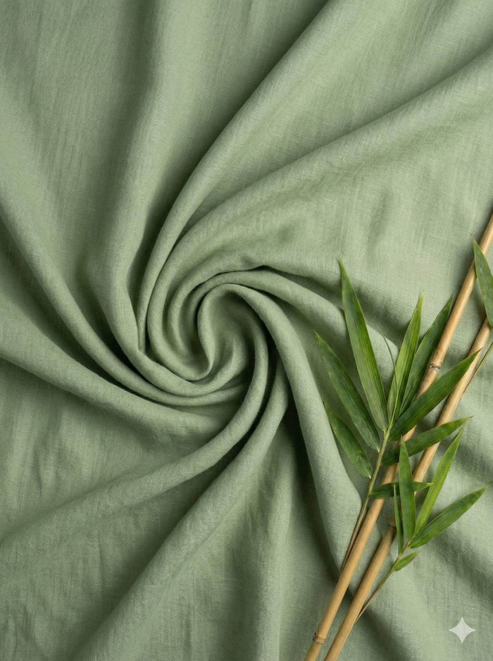 Dusty Green 100% Organic Bamboo Cotton Linen Fabric