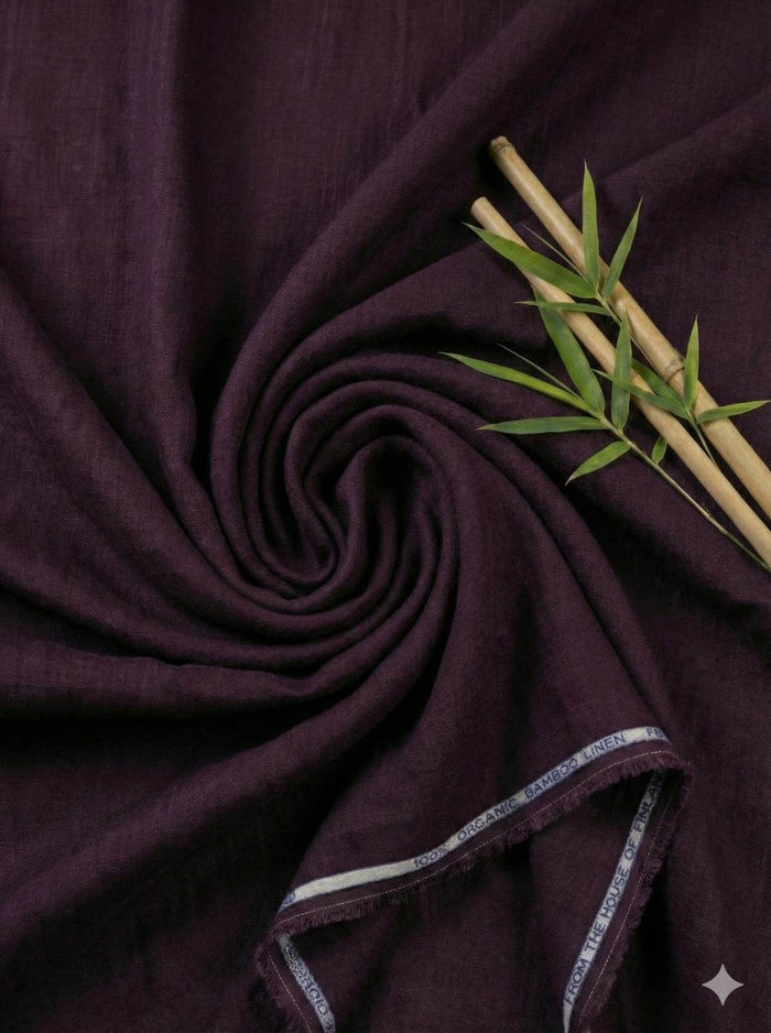 Burgundy Maroon 100% Organic Bamboo Cotton Linen Fabric