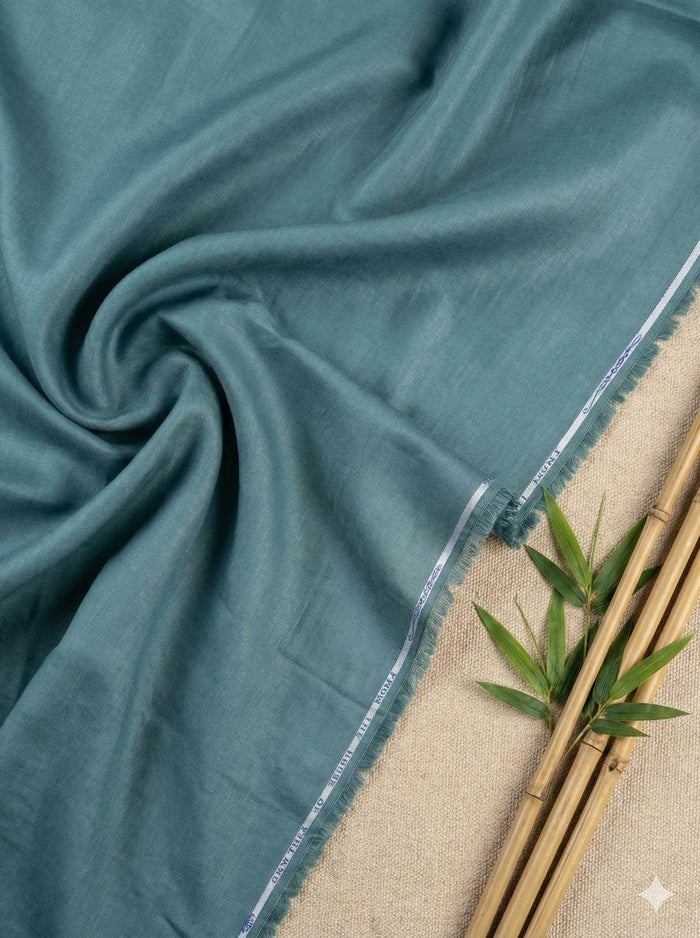 Dusty Teal Green 100% Organic Bamboo Cotton Linen Fabric