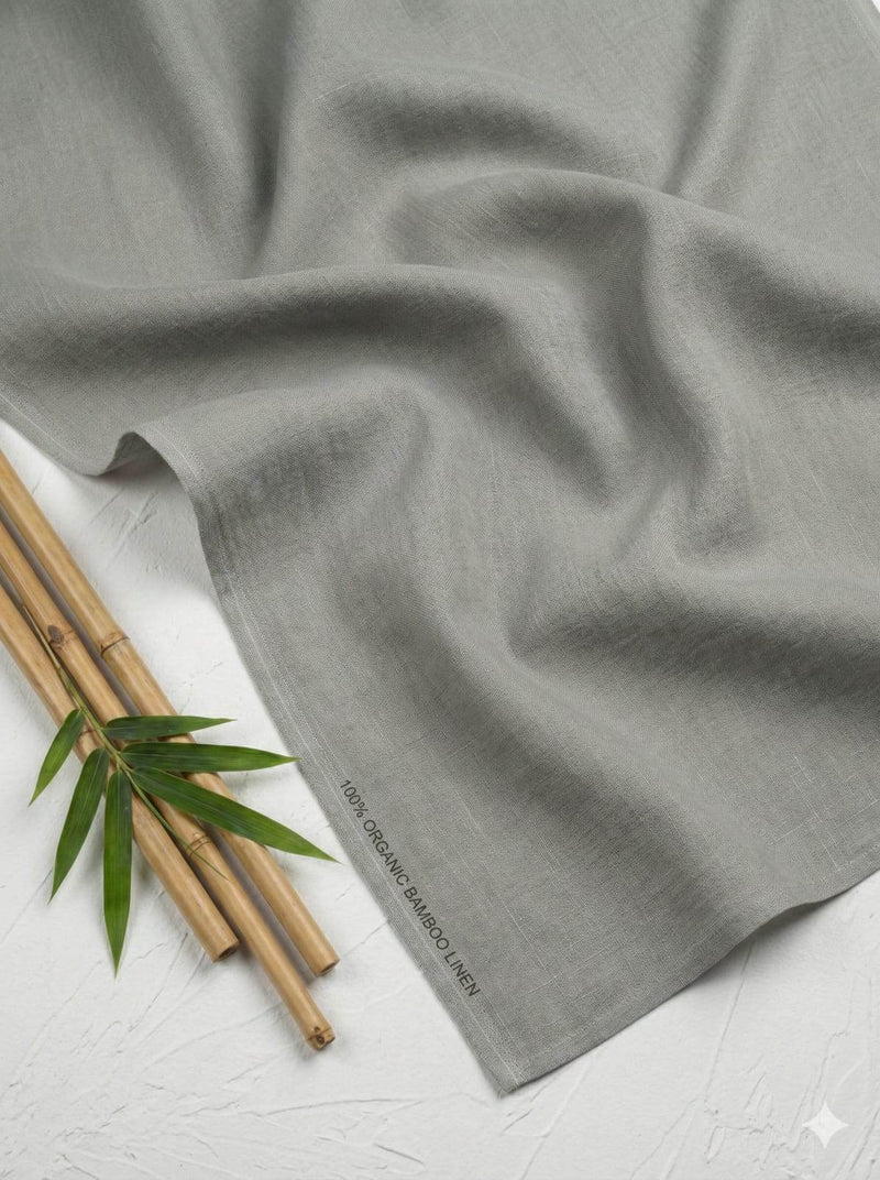 Grey 100% Organic Bamboo Cotton Linen Fabric