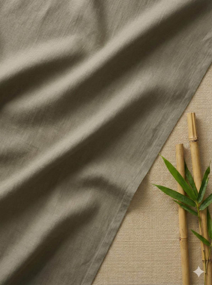 Dusty Greenish Brown 100% Organic Bamboo Cotton Linen Fabric