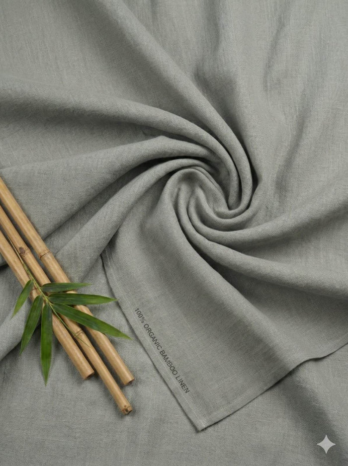 Grey 100% Organic Bamboo Cotton Linen Fabric