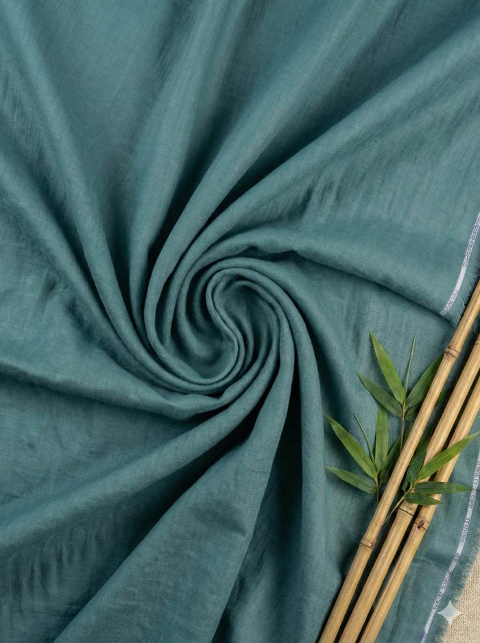 Dusty Teal Green 100% Organic Bamboo Cotton Linen Fabric