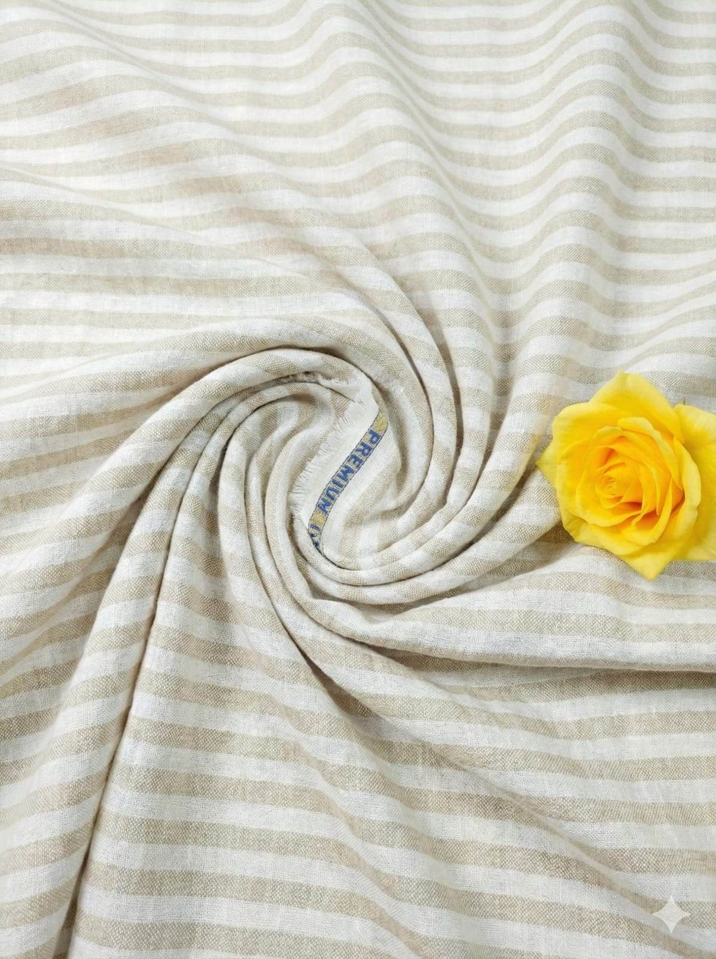 Khakee & White Stripes Cotton Linen Fabric