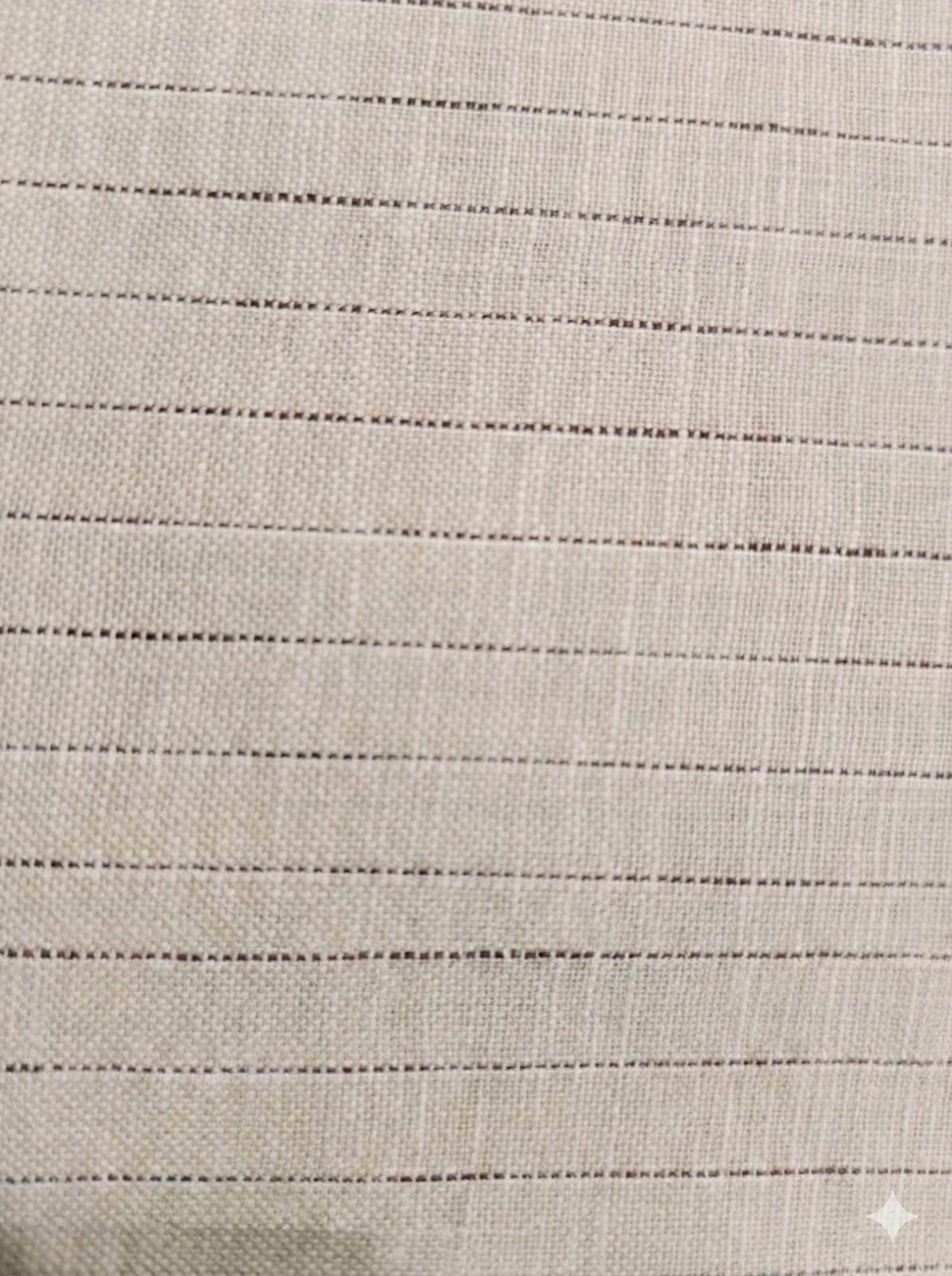 Dusty Peach Cotton Linen Fabric with Wine colored Horizontal Lines