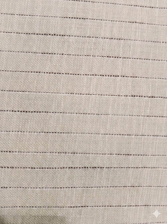 Dusty Peach Cotton Linen Fabric with Wine colored Horizontal Lines