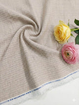 Dusty Peach Cotton Linen Fabric with Wine colored Horizontal Lines