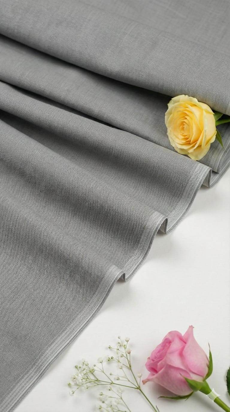 Dark Grey Plain Self Weaved Cotton Fabric