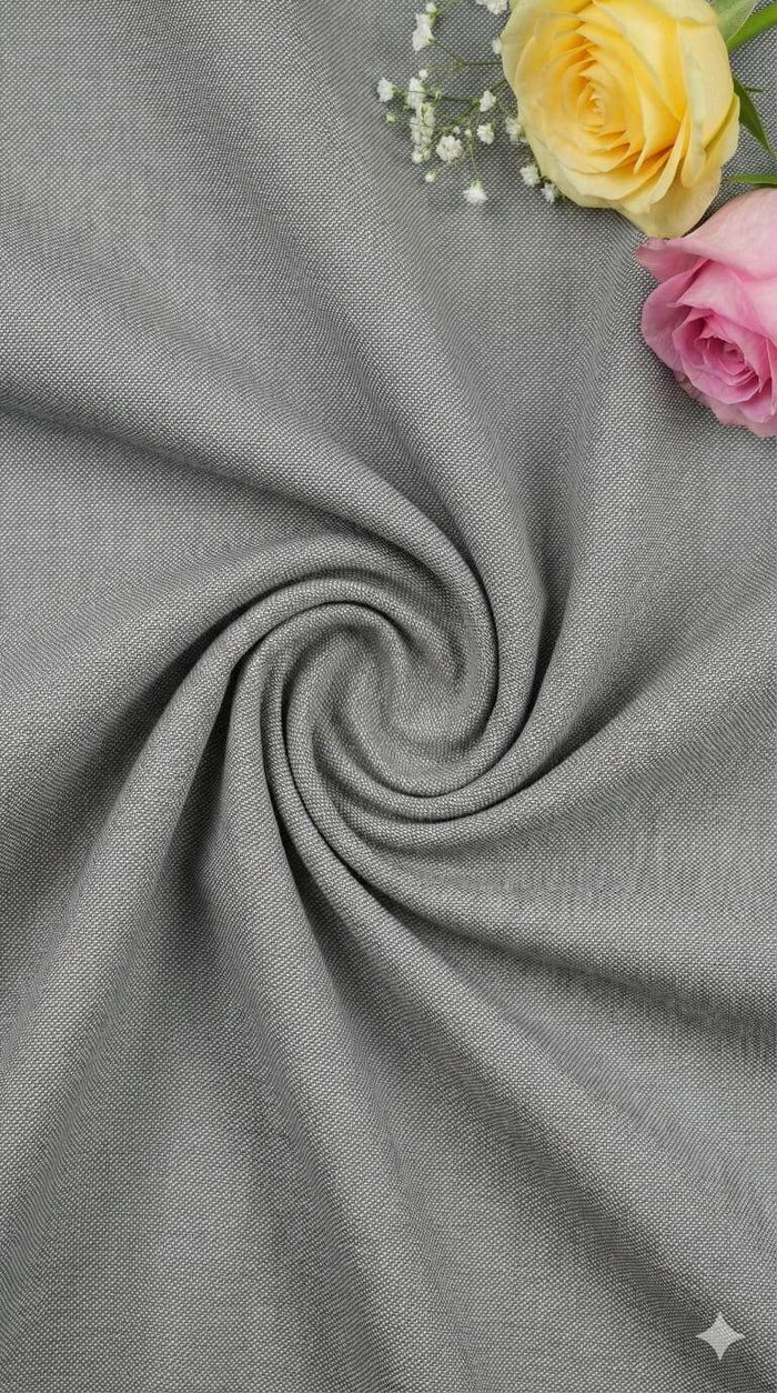 Dark Grey Plain Self Weaved Cotton Fabric