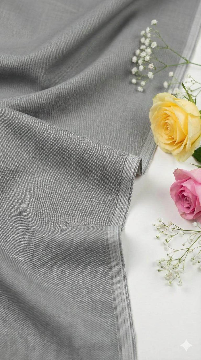 Dark Grey Plain Self Weaved Cotton Fabric