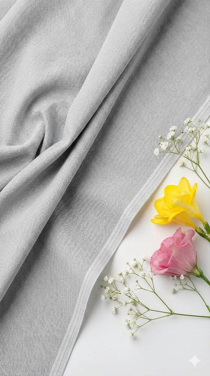 Light Grey plain Self Weaved Cotton Fabric