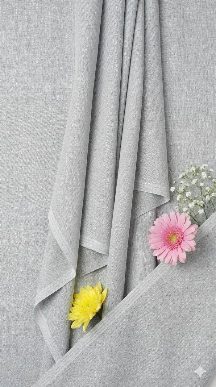 Light Grey plain Self Weaved Cotton Fabric
