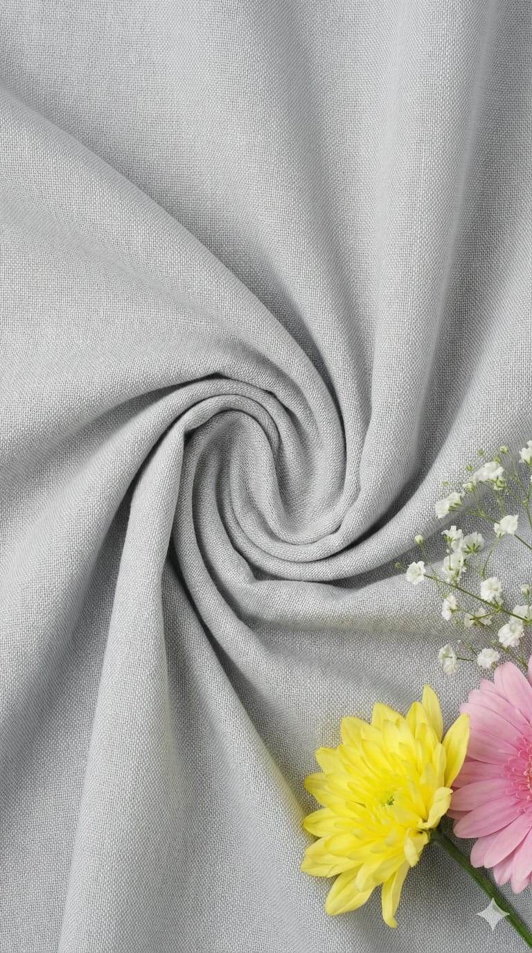 Light Grey plain Self Weaved Cotton Fabric