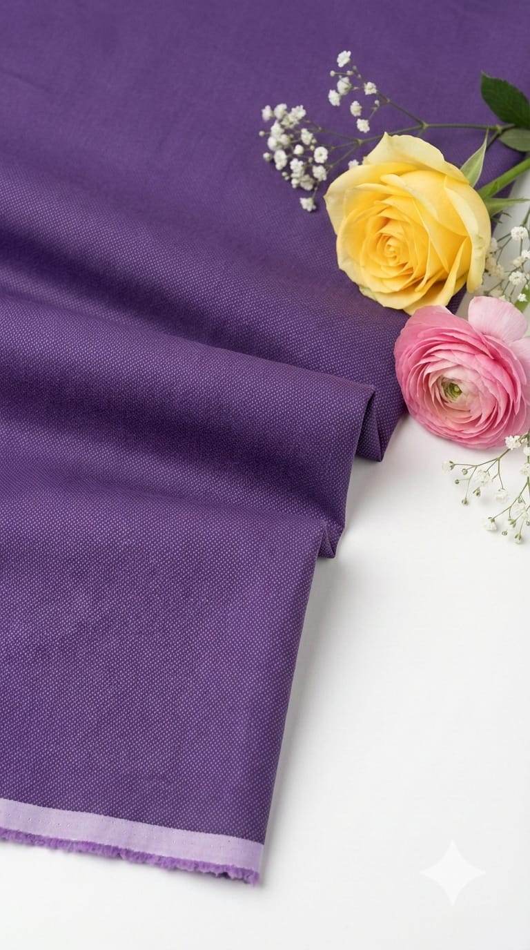 Purple self dots Shirting fabric Blend with cotton & polyster