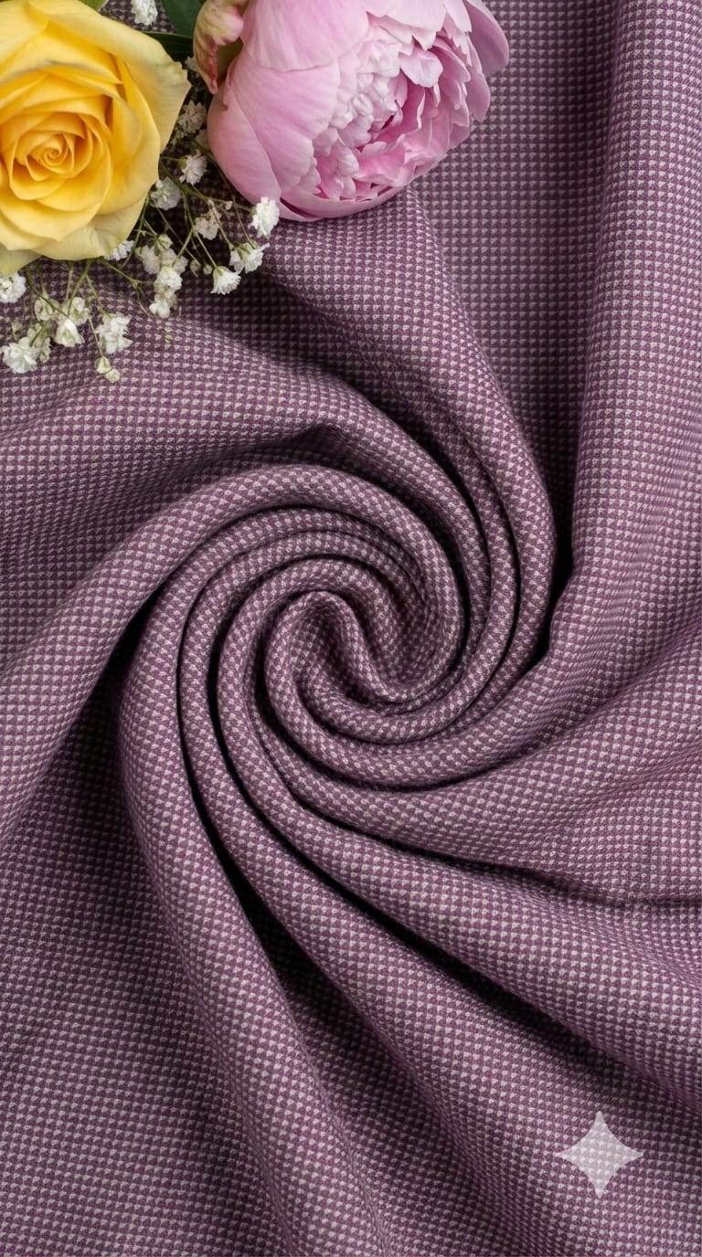 BURGANDY self dots Shirting fabric Blend with cotton & polyster