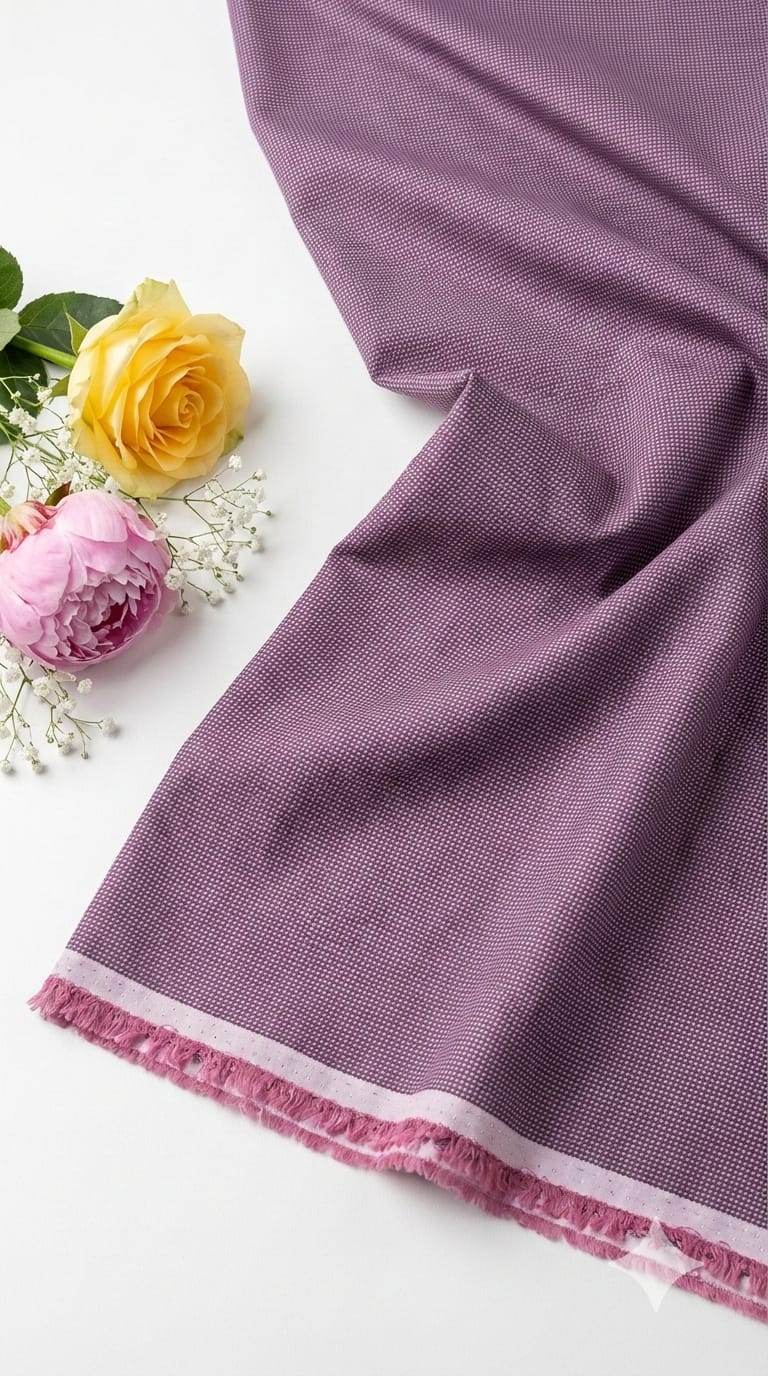 BURGANDY self dots Shirting fabric Blend with cotton & polyster