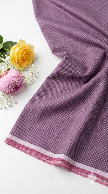 BURGANDY self dots Shirting fabric Blend with cotton & polyster