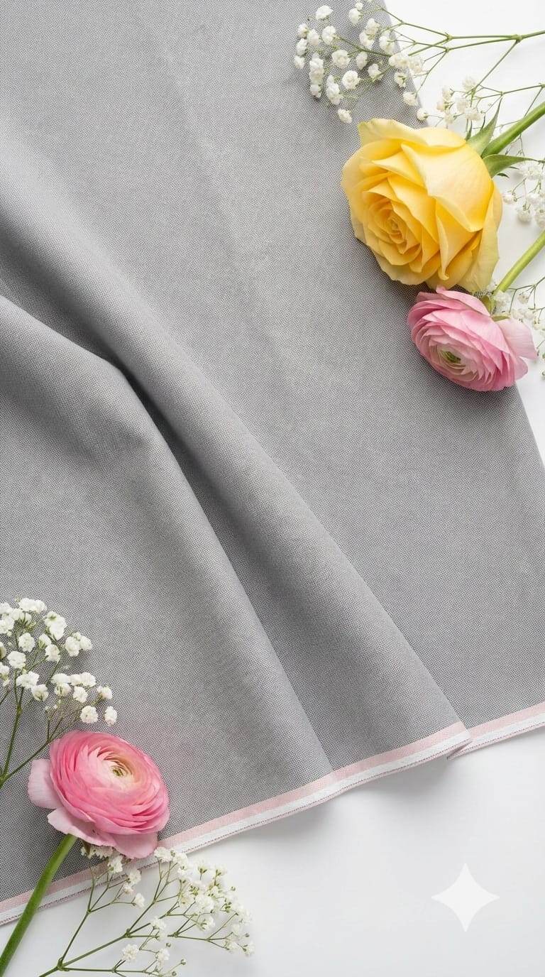 Grey shirting Fabric blend with cotton & polyster