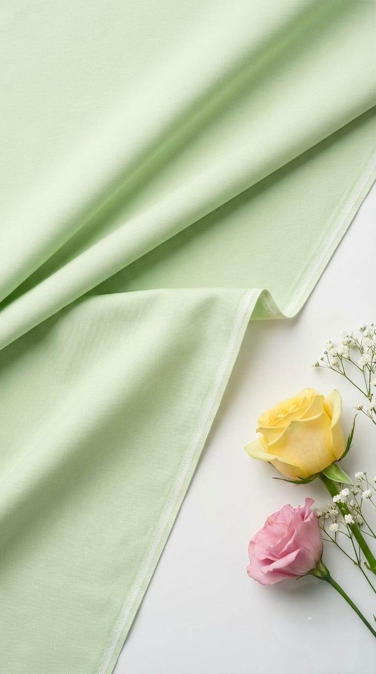 Pista Green shirting Fabric blend with cotton & polyster
