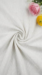 Off white with Grey checks shirting Fabric blend with cotton & polyster