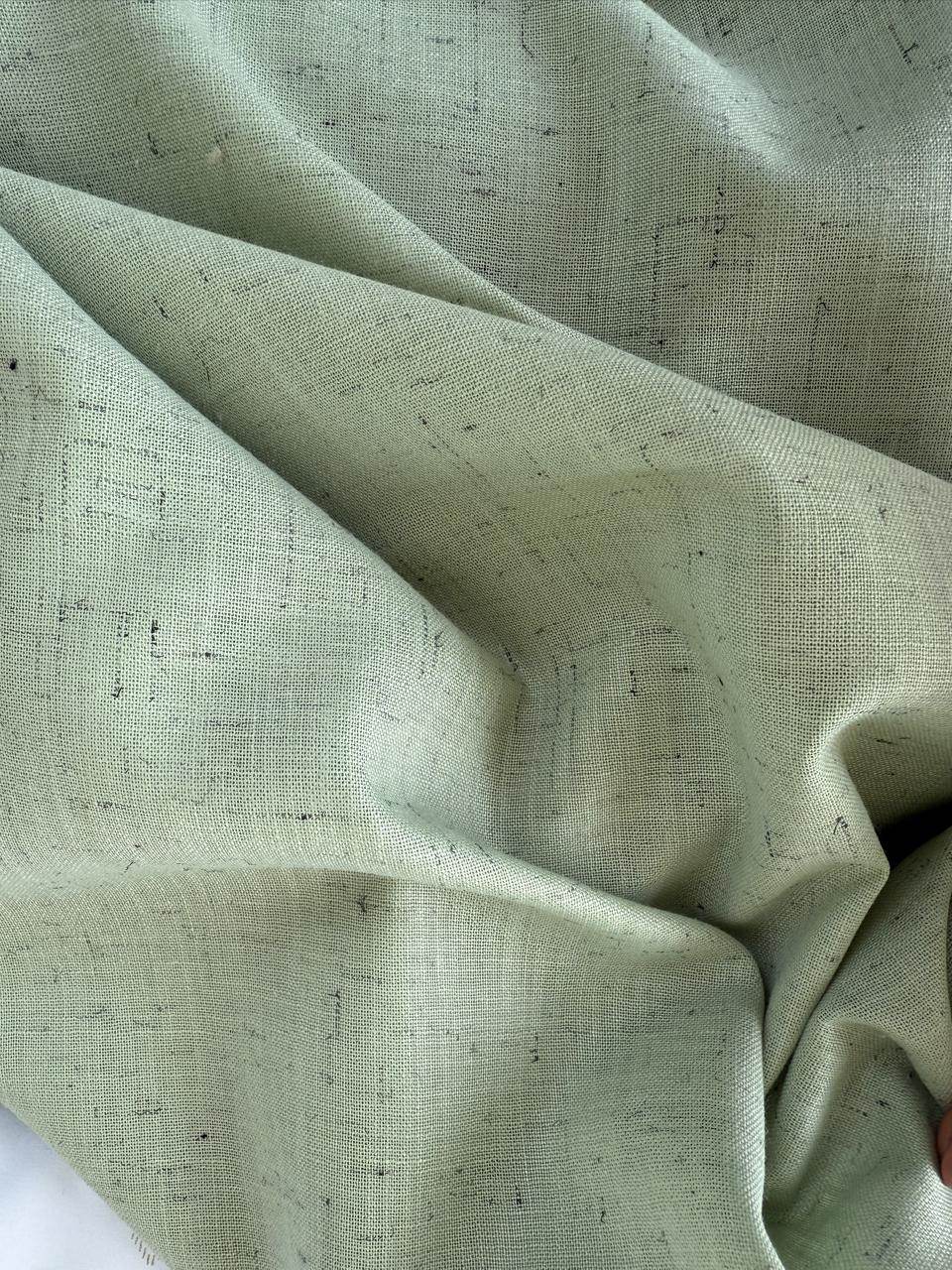 Pista Green with Black Dots shirting Fabric blend with cotton & polyster