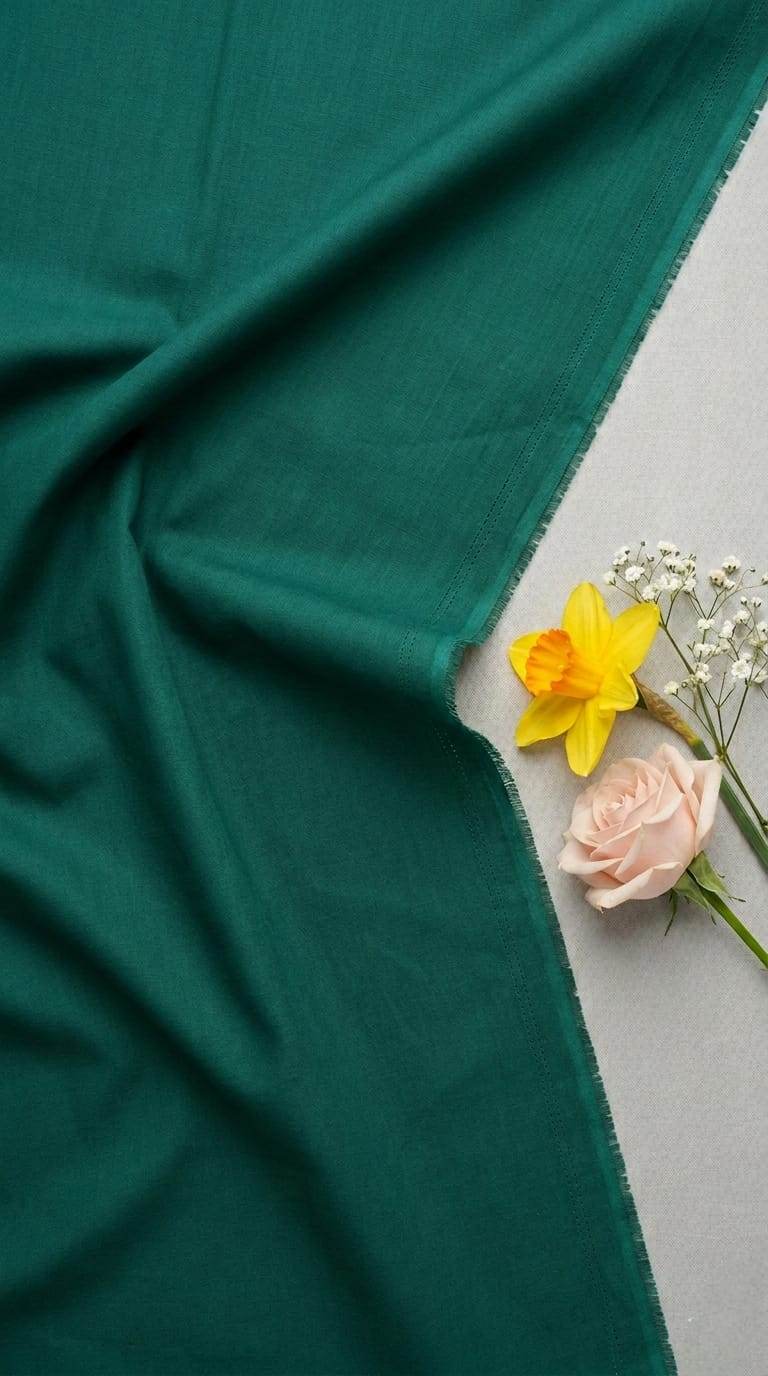 Green Premium Mul cotton Fabric