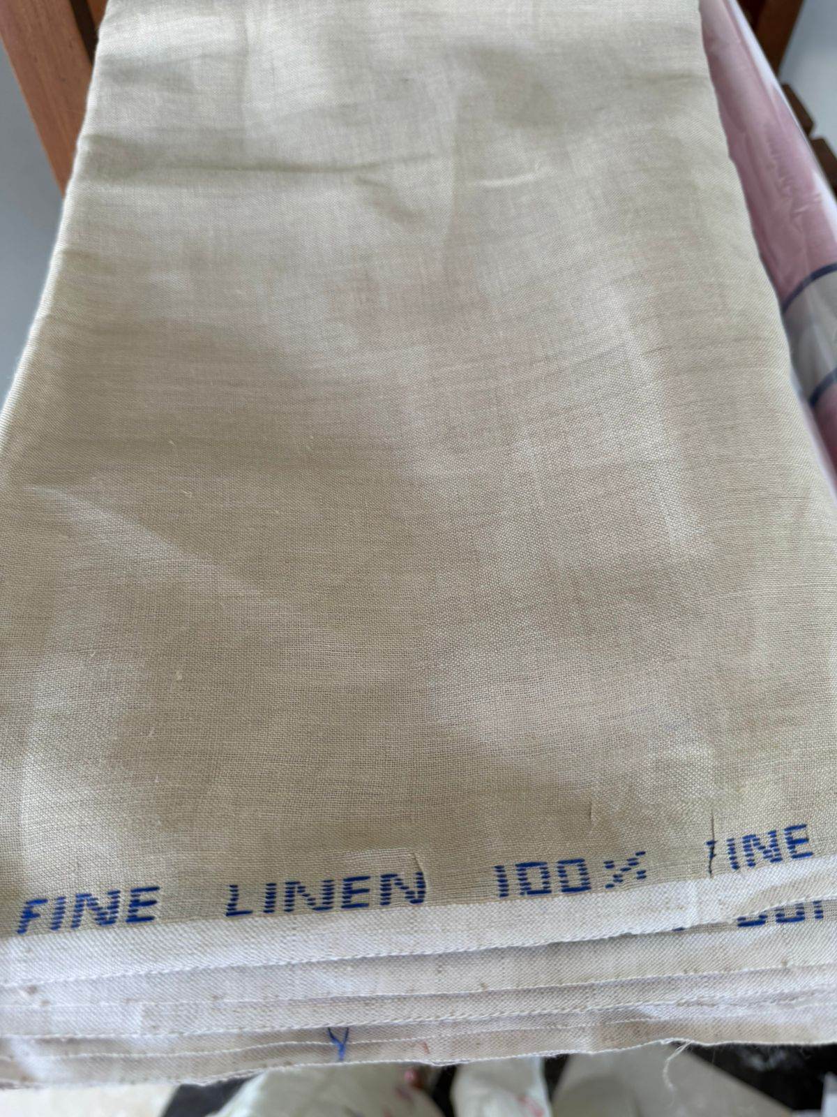 Beige Handloom Linen Fabric from Bhagalpur Export Quality