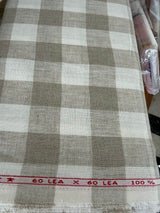 Natural Beige and off-white Big checks Pure 100 % Linen(0% cotton)