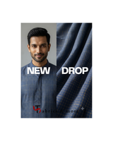 Royal Navy & Mustard Grid Check 100% Pure 60 Lea Linen Fabric