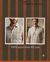 Premium Natural Plaid 100% Pure Linen Fabric – 60 Lea(0% Cotton)