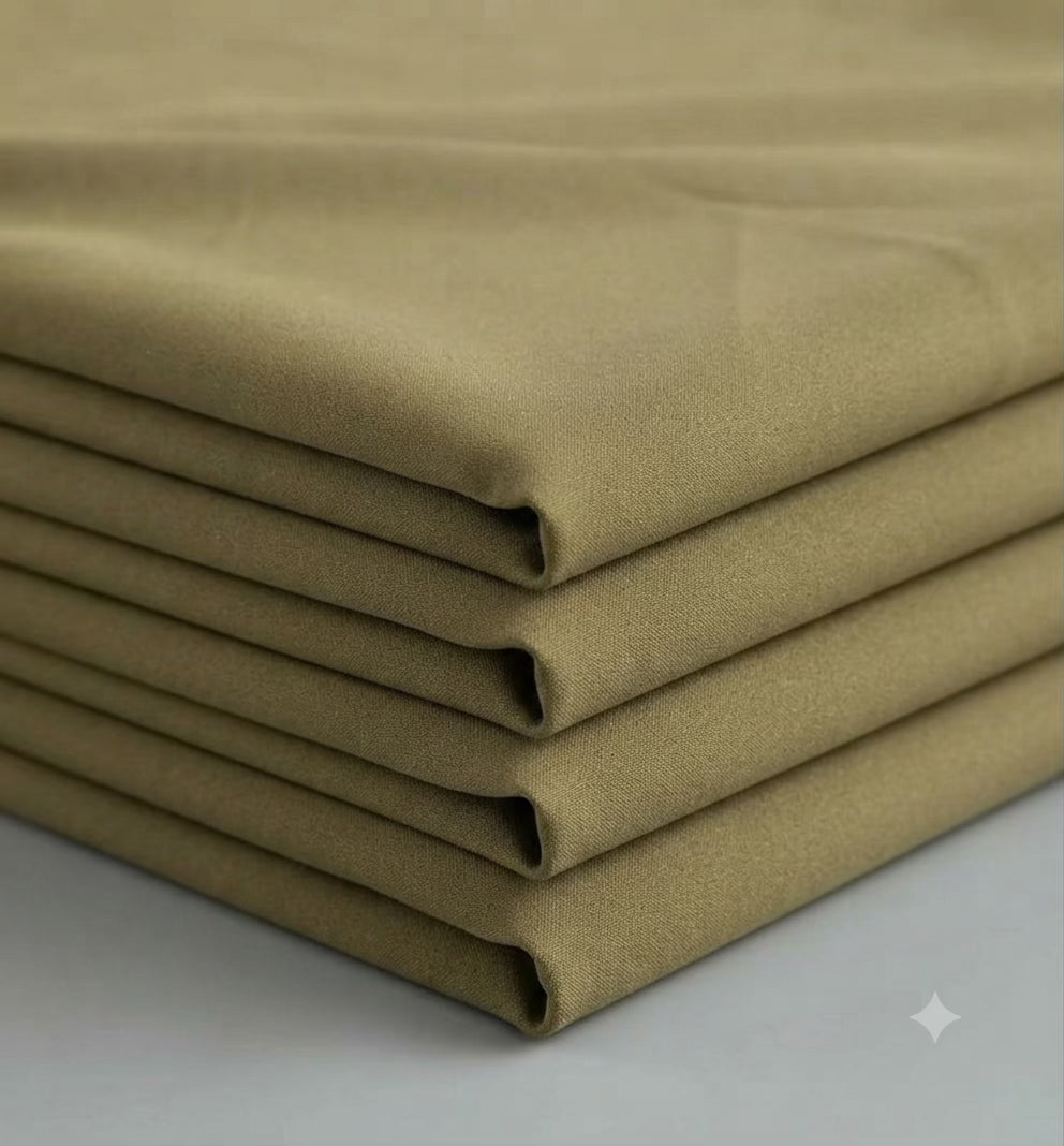 Khaki Spun Poly Shirting Fabric – Soft, Smooth & Wrinkle-Resistant