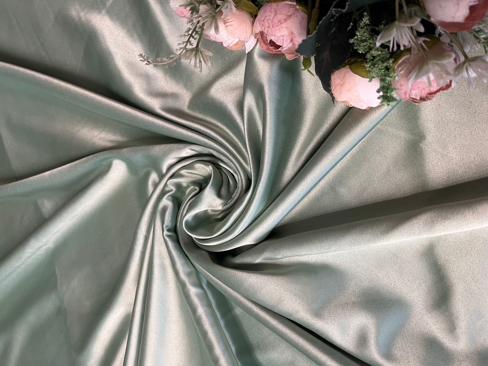 Imported Pista Green Armani Satin Fabric (Big width)