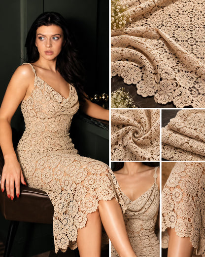 Dyeable Crochet Fabric With Transperent Sequences