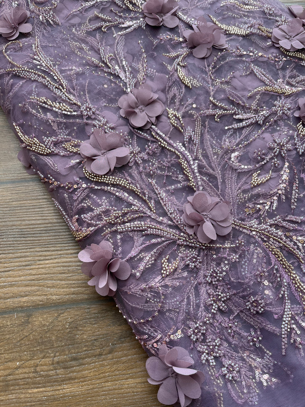 Light purple 3D Handwork Imported Net