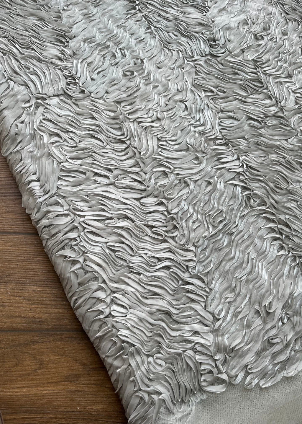 Light pista green Ribbon work Imported Net