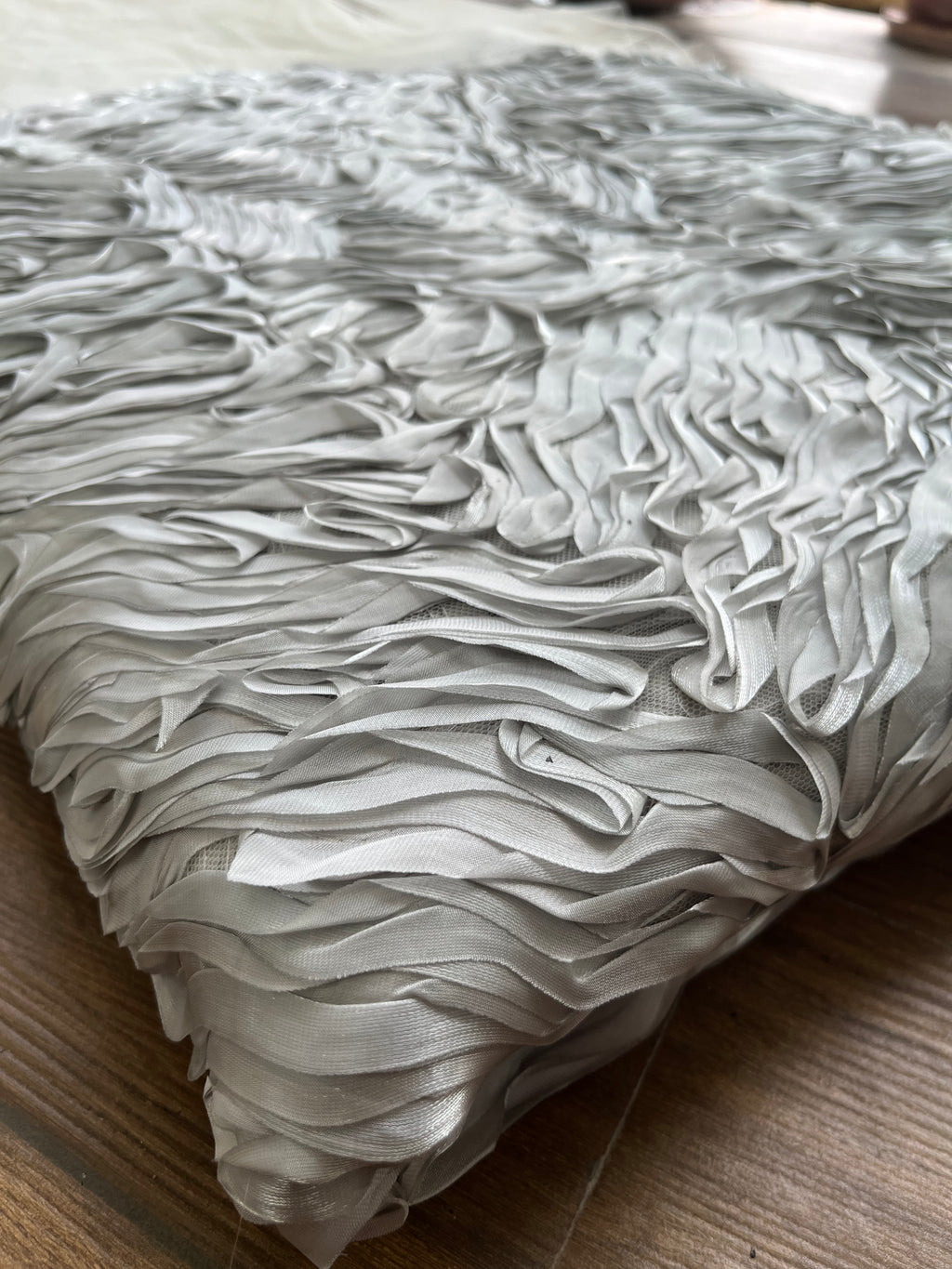 Light pista green Ribbon work Imported Net