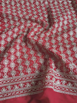 Red & Silver Abstract Dori Georgette Fabric