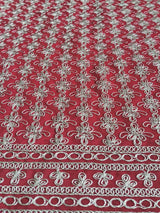 Red & Silver Abstract Dori Georgette Fabric