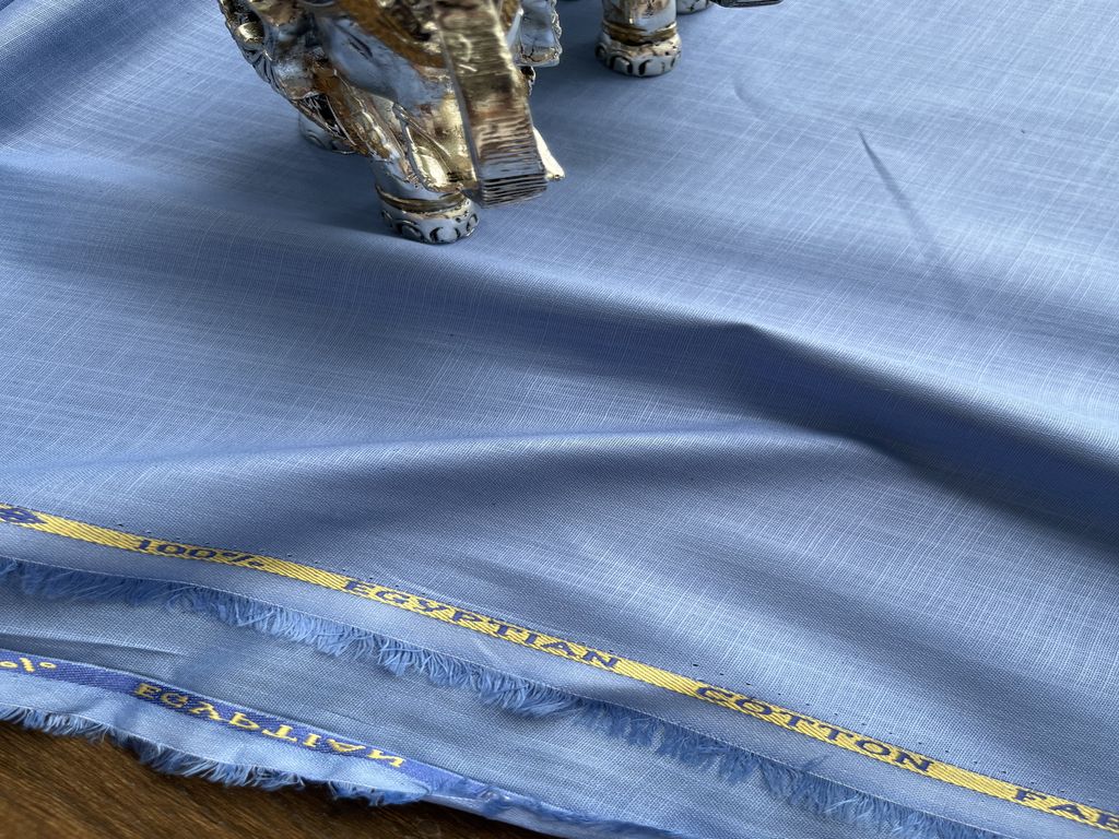 Blue 100% Pure Egyptian Cotton  Linen Fabric