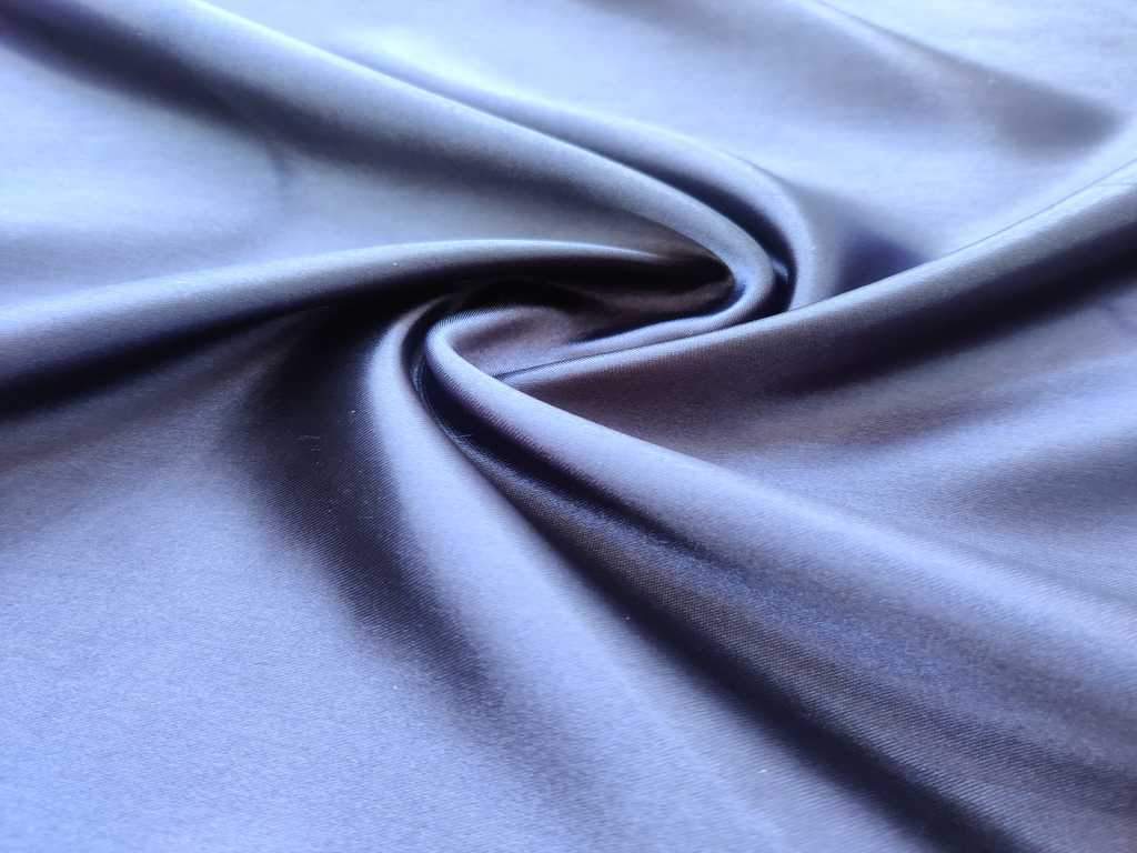 Ink Blue Plain Japanese Satin Fabric
