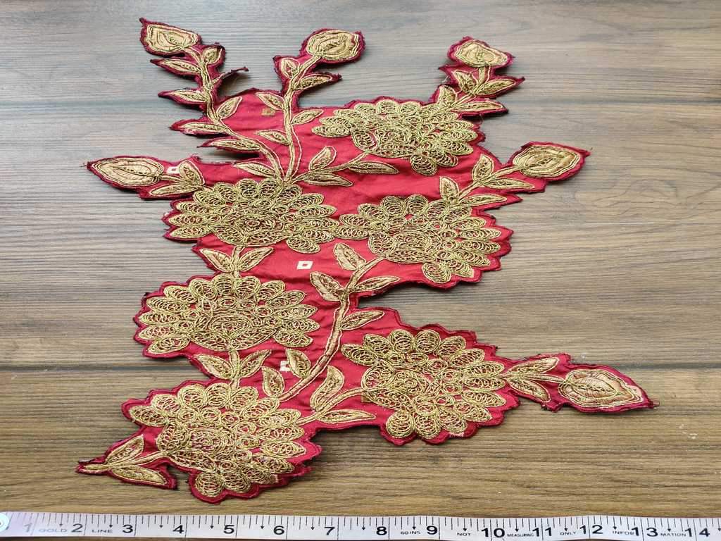 Maroon Flower Tafetta Dori Embroidered Patches