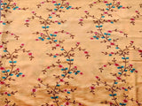 Mustard Heavy Embroidered Floral Taffeta Silk Fabric