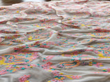 Off White Multicolour Paisleys Kashmiri Embroidered Georgette Fabric