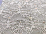 Sage Green Floral Lakhnawi Embroidered Pure Georgette Fabric