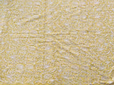 Yellow White Paisleys Lakhnawi Embroidered Pure Georgette Fabric