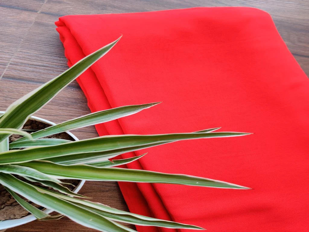Red Plain Fine Quality Georgette Fabric